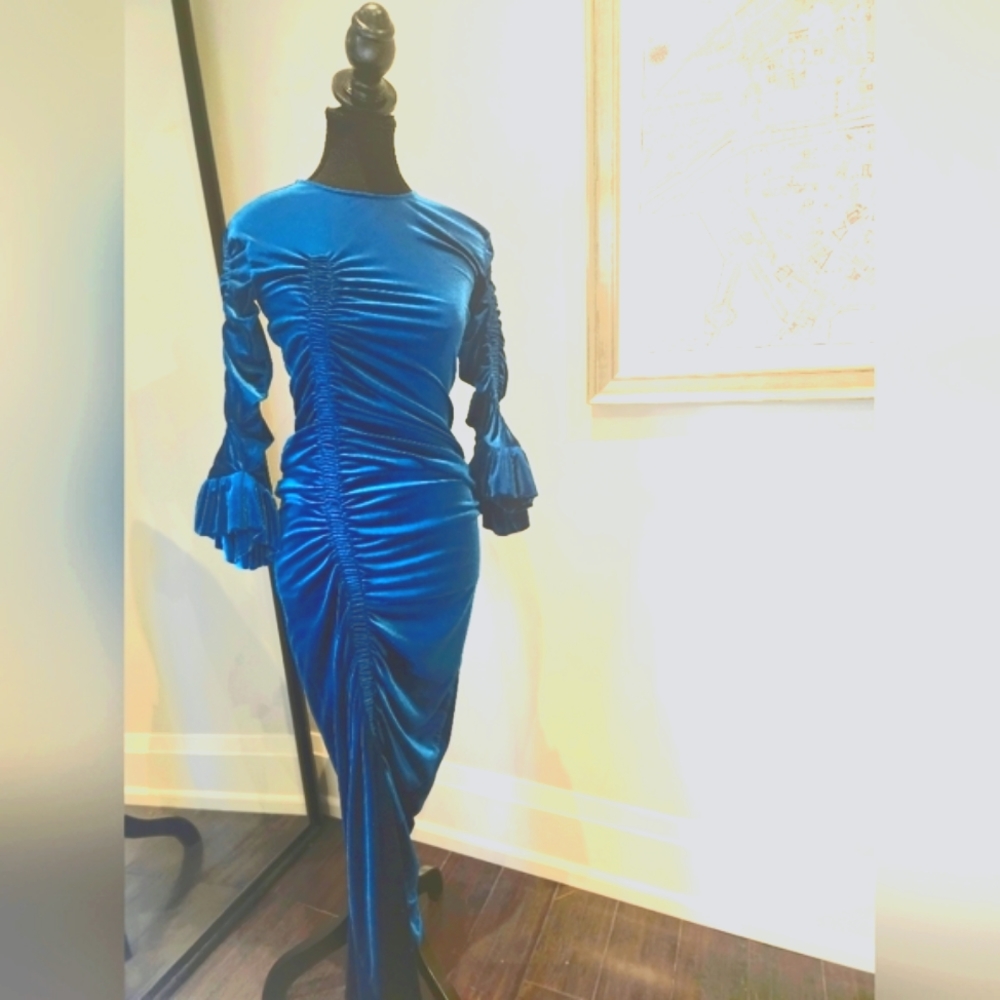 Stunning Teal Blue Velvet Preen Gown